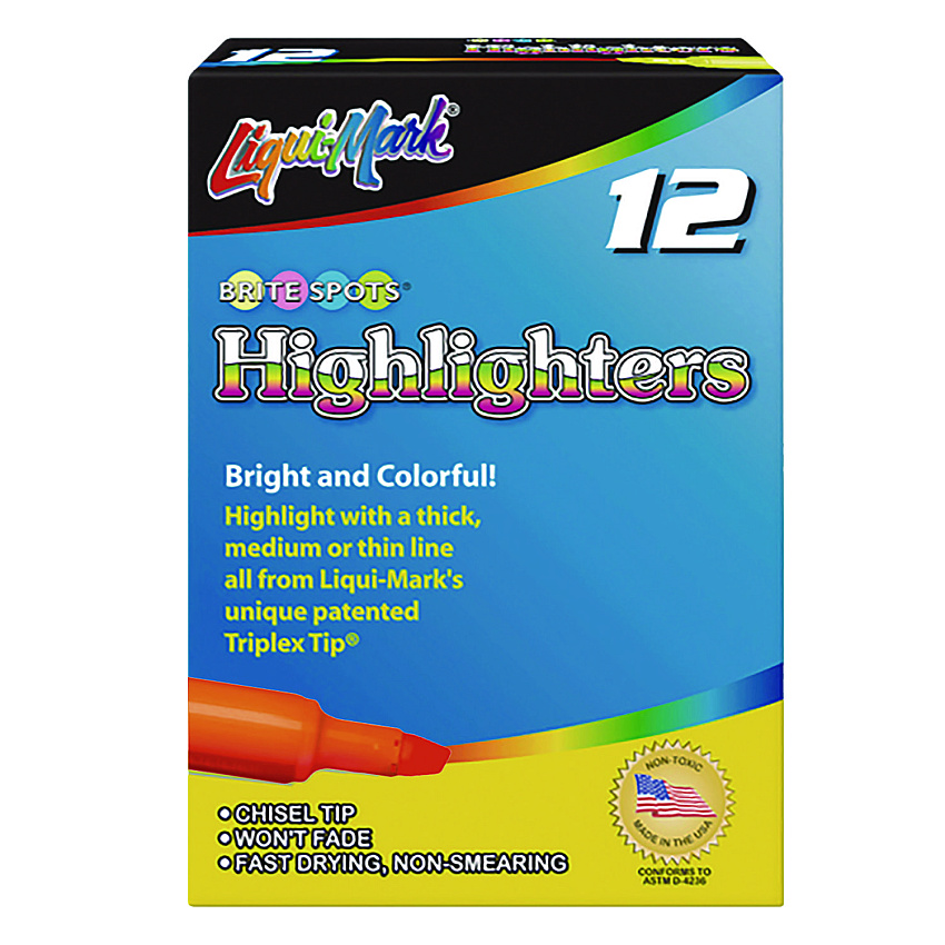LIQUI-MARK Tank Fluorescent Highlighter, Orange Ink, Chisel Tip, Orange Barrel, Dozen (LQM60625)