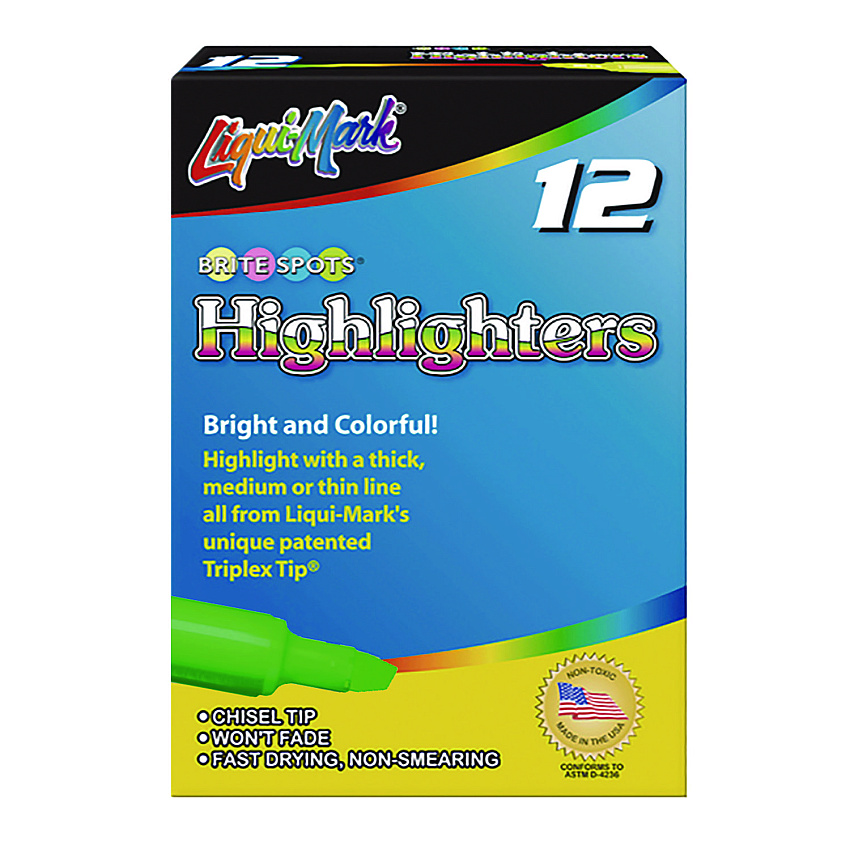 LIQUI-MARK Tank Fluorescent Highlighter, Green Ink, Chisel Tip, Green Barrel, Dozen (LQM61211)