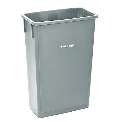 Alpine Slim 23 Gallon Indoor Trash Can, Plastic, Gray (ALH477GRY)