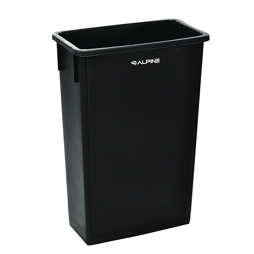 Alpine Slim 23 Gallon Indoor Trash Can, Plastic, Black (ALHALP477BLK)