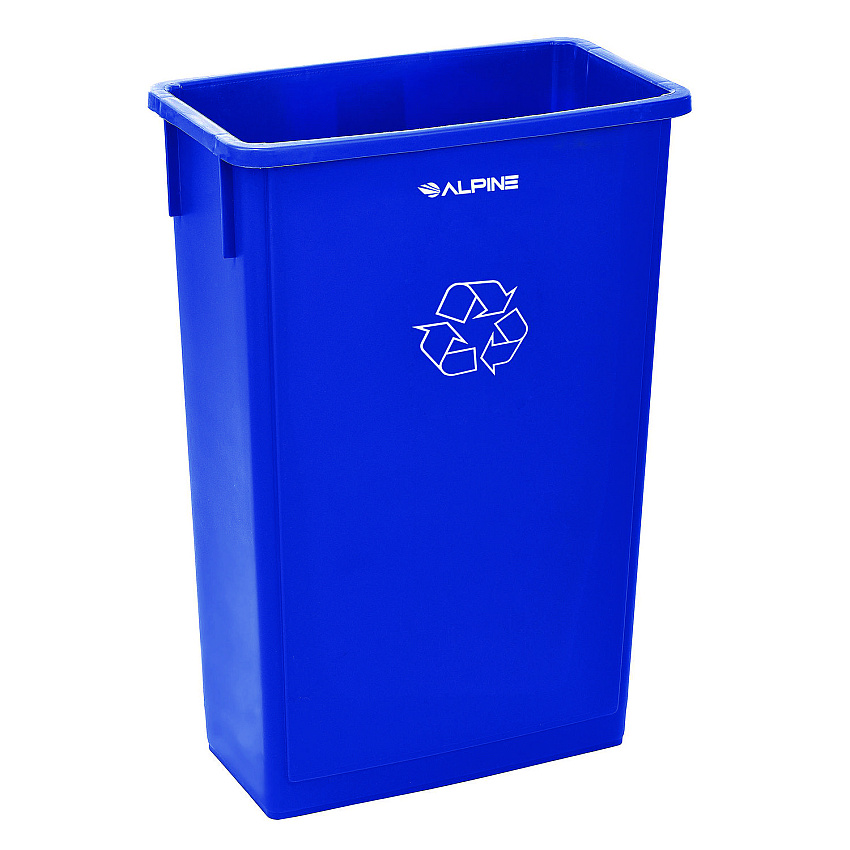 Alpine Slim 23 Gallon Recycling Bin, Plastic, Blue (ALH477RBLU)