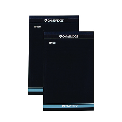 Cambridge Notepad, Wide/Legal Rule, Black Cover, 70 Yellow 5 x 8 Sheets, 2/Pack (MEA59876)