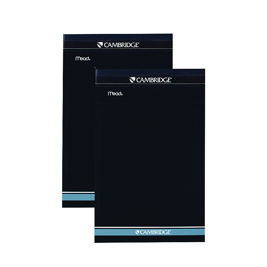Cambridge Notepad, Wide/Legal Rule, Black Cover, 70 Yellow 5 x 8 Sheets, 2/Pack (MEA59876)