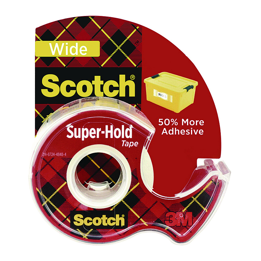 Scotch Super-Hold Wide Invisible Tape, 1.5" x 18 yds, Crystal Clear (MMM198W)