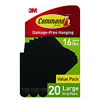 Command Picture Hanging Strips, Large, Removable, Holds up to 16 lbs per 4 Pairs, 20 Strip Pairs/Pack (MMM17206BLK20NA)