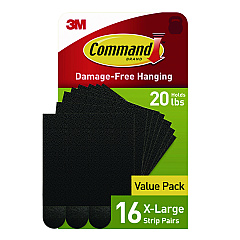 Command Picture Hanging Strips, X-Large, Removable, Holds up to 20 lbs per 4 Pairs, 16 Strip Pairs/Pack (MMM17217BLK16NA)