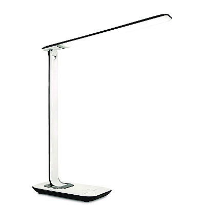 MOUNT-IT! Turcom RelaxaLight Dimmable LED Desk Lamp with USB, Adjustable Neck, 16" to 28.5" High, White (MNITS7005)