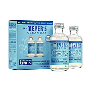 Mrs. Meyer's Clean Day Concentrated Foaming Hand Soap Dispenser Refill, Rain Water, 2 oz Bottle, 2/Pack (MTH355609)