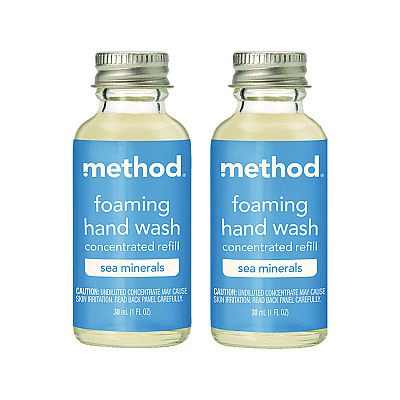 Method Refill + Reuse Foaming Hand Soap Refill, Sea Minerals, 1 oz Refill Bottle, 2/Pack (MTH356009)