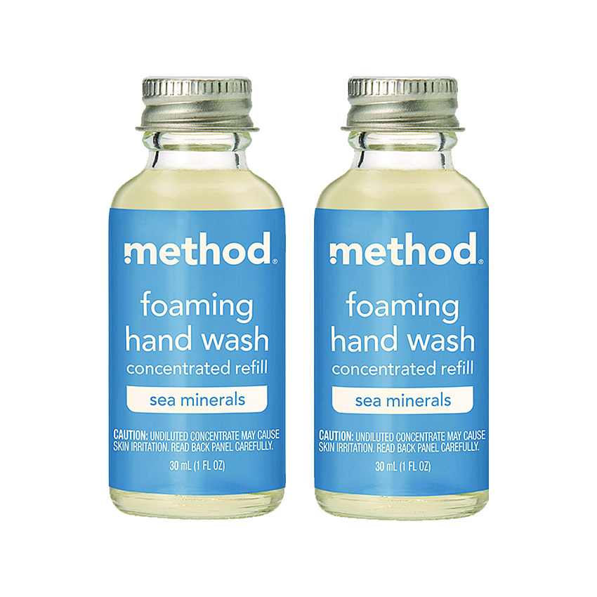 Method Refill + Reuse Foaming Hand Soap Refill, Sea Minerals, 1 oz Refill Bottle, 2/Pack (MTH356009)