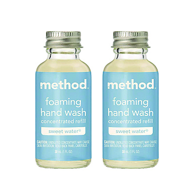 Method Refill + Reuse Foaming Hand Soap Refill, Sweetwater, 1 oz Refill Bottle, 2/Pack (MTH356011)