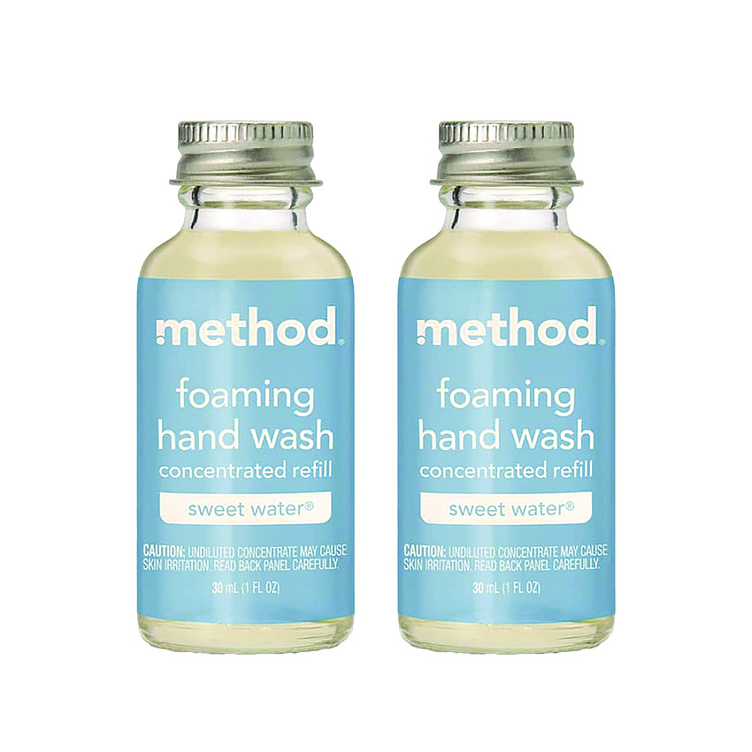 Method Refill + Reuse Foaming Hand Soap Refill, Sweetwater, 1 oz Refill Bottle, 2/Pack (MTH356011)