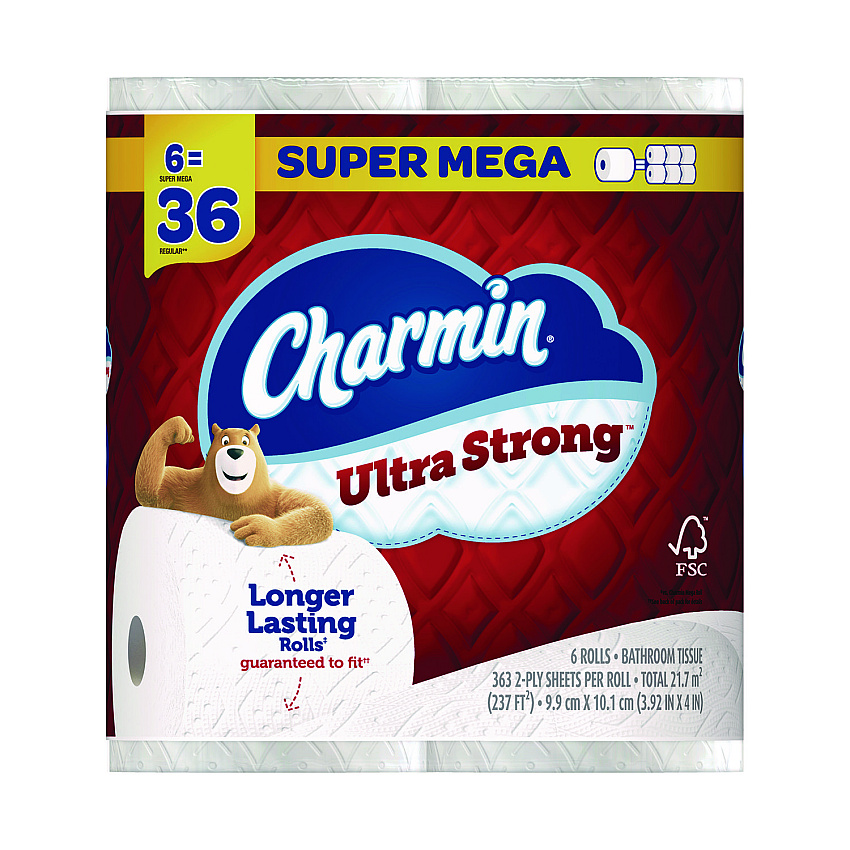 Charmin Ultra Strong Bathroom Tissue, Septic Safe, 2-Ply, White, 363 Sheets/Roll, 6 Rolls/Pack (PGC1569872695)