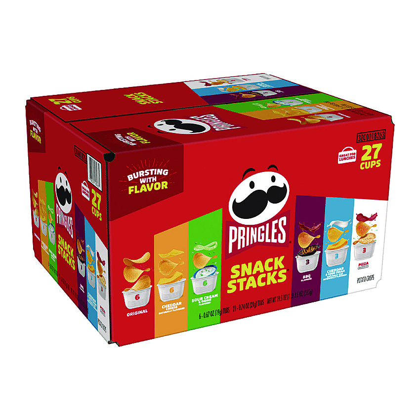 Pringles Snack Stack Variety Pack Crisps, (6) 0.67 and (21) 0.74 oz/Tubs, 27/Carton (PRGKEE18263)
