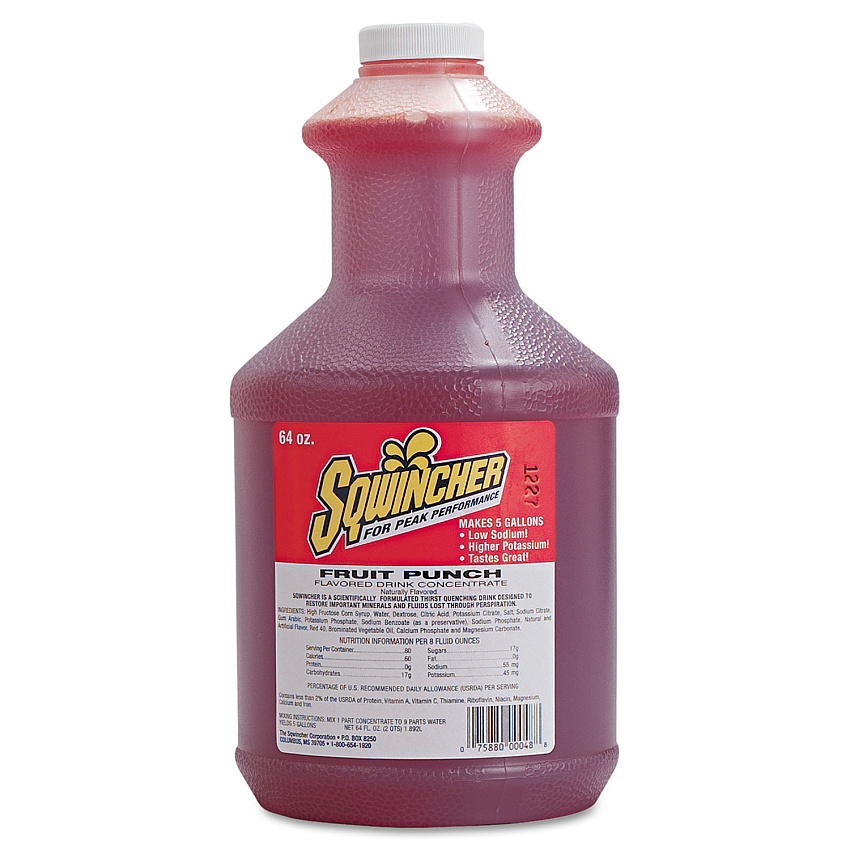 Sqwincher Liquid Concentrate Electrolyte Drink, Fruit Punch, 64oz Bottles, 6/Carton (SQW030325FP)