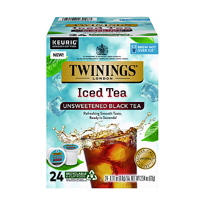 TWININGS Iced Tea K-Cups, Unsweetened Black, 24/Box (TWGTNA23048)