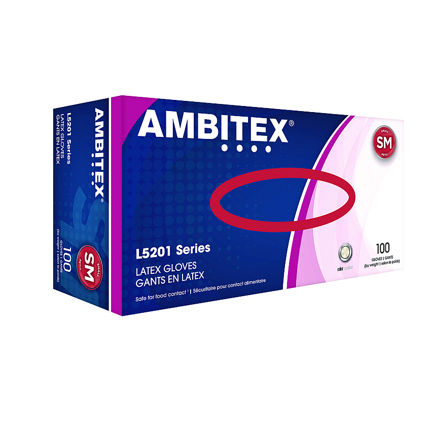 AMBITEX L5201 Series Powder-Free Latex Gloves, Ivory, Small, 100 Gloves/Box, 10 Boxes/Carton (TXILSM5201CT)