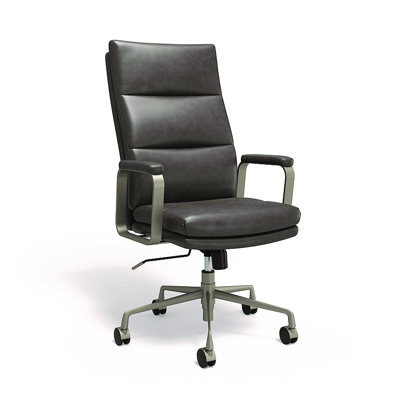 Union & Scale Industria 3-40C Ergonomic Bonded Leather Swivel Manager Chair, Supports Up to 275 lbs, 18.31" to 21.85" Seat Height, Gray (UOSUN61463CC)