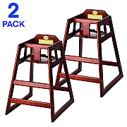Alpine Wooden Stackable High Chair, Supports up to 50 lbs, 29.02" h, Mahogany, 2/Pack (ALHALP41202MA)