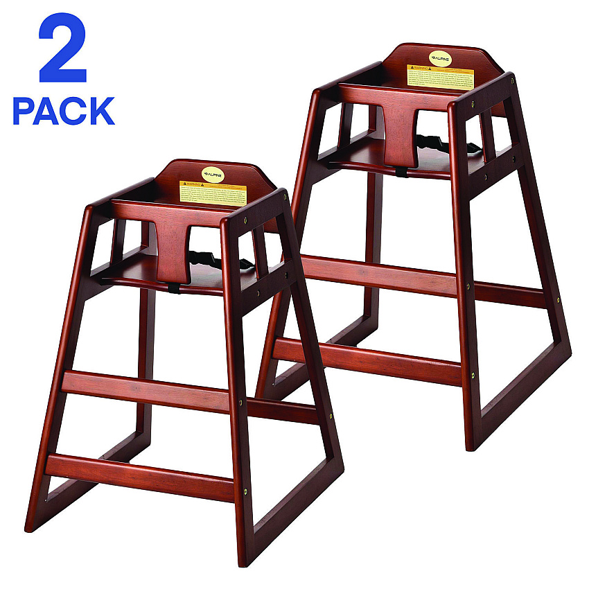 Alpine Wooden Stackable High Chair, Supports up to 50 lbs, 29.02" h, Mahogany, 2/Pack (ALHALP41202MA)