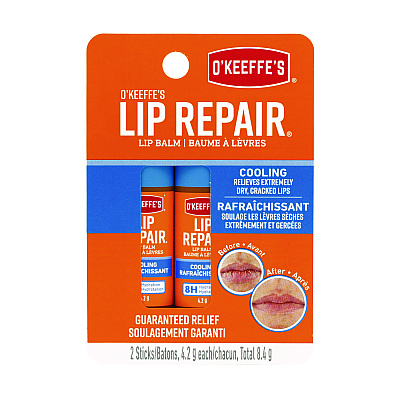 O'Keeffe's Lip Repair Cooling Lip Balm, 0.15 oz Stick, 2/Pack (GORK1710402)