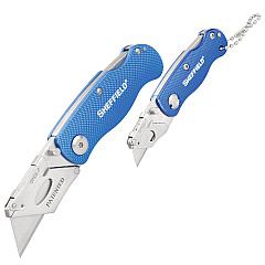 Sheffield Folding Lock Back Utility Knife Set, 1 Standard, 1 Mini, Blue (GNS12117)
