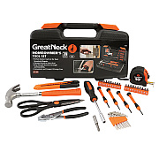 Great Neck Homeowner's 39-Piece Tool Set, 12.38" x 3" x 7.25" Carry Case (GNS73802)