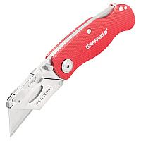Sheffield Quick Change Lock Back Utility Knife, 1.25" Blade, 3.5" Aluminum Handle, Red (GNS12614)