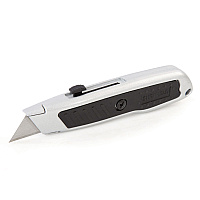 Sheffield Retractable Utility Knife, 1.25" Blade, 3.5" Plastic Handle, Black/Gray (GNS12243)
