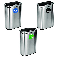 Alpine 10.5 Gallon Recycle, Trash and Compost Combo Station, Brushed Stainless Steel (ALH47040LRTCO)