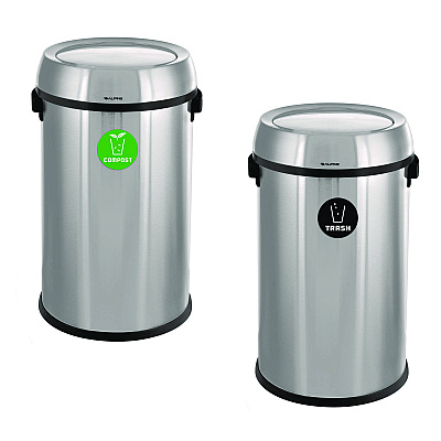 Alpine 17 Gallon Stainless Steel Indoor Compost and Trash Station with Swivel Lid (ALH47065L1COT)