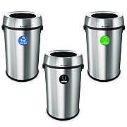 Alpine 17 Gallon Stainless Steel Open Top Recycling, Trash and Compost Station (ALH47065LRTCO)