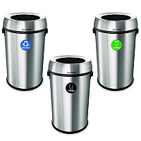 Alpine 17 Gallon Stainless Steel Open Top Recycling, Trash and Compost Station (ALH47065LRTCO)