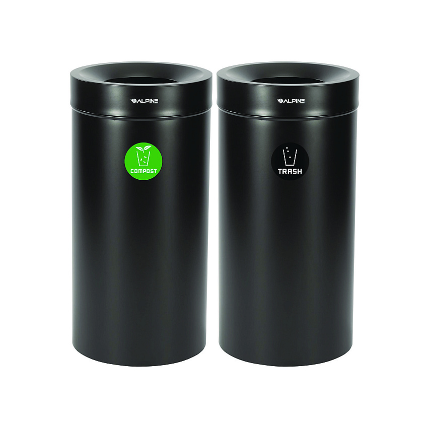 Alpine 27 Gallon Black Stainless Steel Compost Bin and Trash Can (ALH47527BLKCOT)