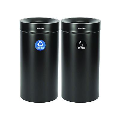 Alpine 27 Gallon Black Stainless Steel Recycling Can and Trash Receptacle (ALH47527BLKRT)