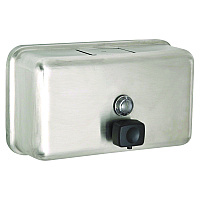 Alpine Horizontal Manual Surface-Mounted Stainless Steel Liquid Soap Dispenser, 40 oz, 2.8 x 8.1 x 4.8, Brushed Stainless Steel (ALHALP424SSB)