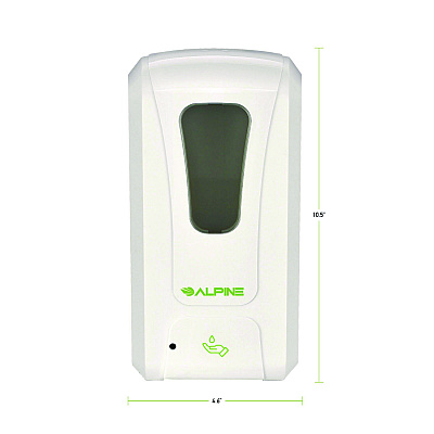 Alpine Wall Mount Automatic Foam Hand Sanitizer and Soap Dispenser, 40 oz, 4.48 x 6 x 11.1, White (ALHALP430F)