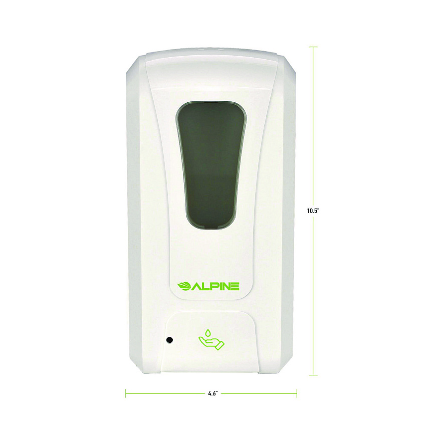 Alpine Wall Mount Automatic Foam Hand Sanitizer and Soap Dispenser, 40 oz, 4.48 x 6 x 11.1, White (ALHALP430F)