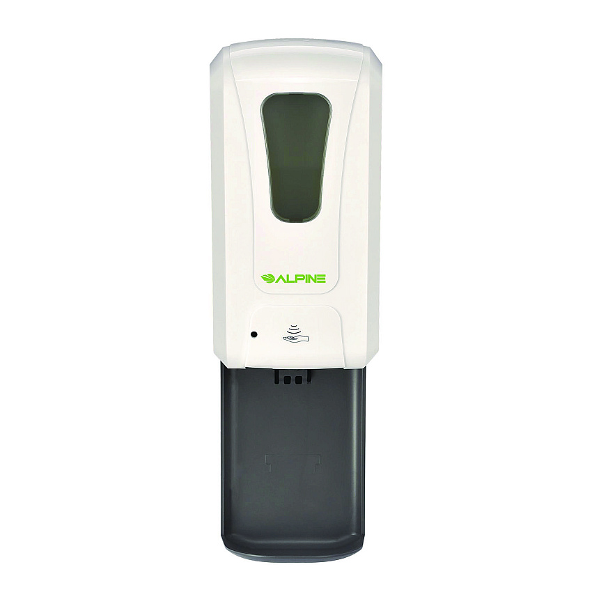 Alpine Wall Mount Automatic Foam Hand Sanitizer Soap Dispenser with Drip Tray, 40 oz, 4.48 x 6 x 18.1, White (ALHALP430FT)
