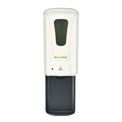 Alpine Wall Mount Automatic Gel Hand Sanitizer/Soap Dispenser with Drip Tray, 40 oz, 4.48 x 6 x 18.1, White (ALHALP430LT)