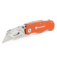 Great Neck Quick Change Lock Back Utility Knife, 3.5" Aluminum Handle, Orange (GNS74201)