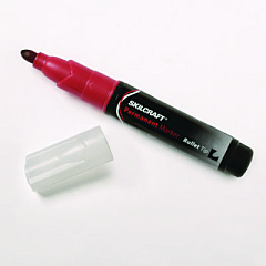 AbilityOne 7520014244863, SKILCRAFT Chisel Tip Large Permanent Marker, Broad Chisel Tip, Red, Dozen