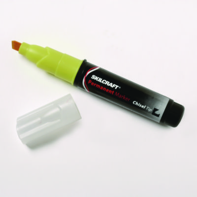 AbilityOne 7520000790288, SKILCRAFT Chisel Tip Large Permanent Marker, Broad Chisel Tip, Yellow, Dozen