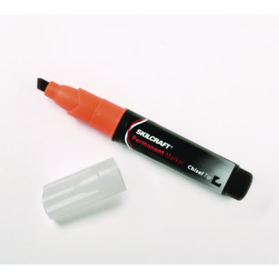 AbilityOne 7520000790286, SKILCRAFT Chisel Tip Large Permanent Marker, Broad Chisel Tip, Orange, Dozen
