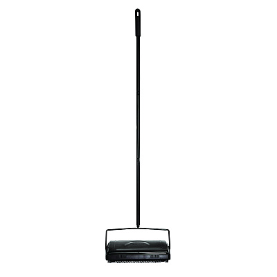 Alpine Manual Triple Brush Carpet and Floor Sweeper, 42.5" Handle, Black (ALHALP469BLKNEW)