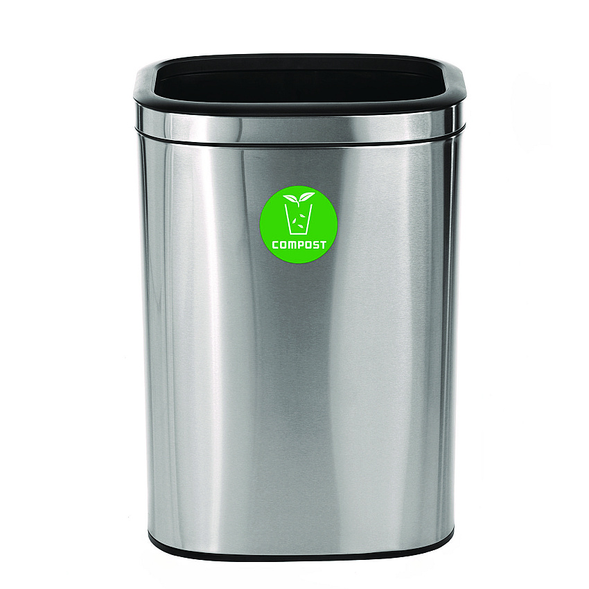 Alpine 10.5 Gallon Compost Can, Brushed Stainless Steel (ALHALP47040LCO)