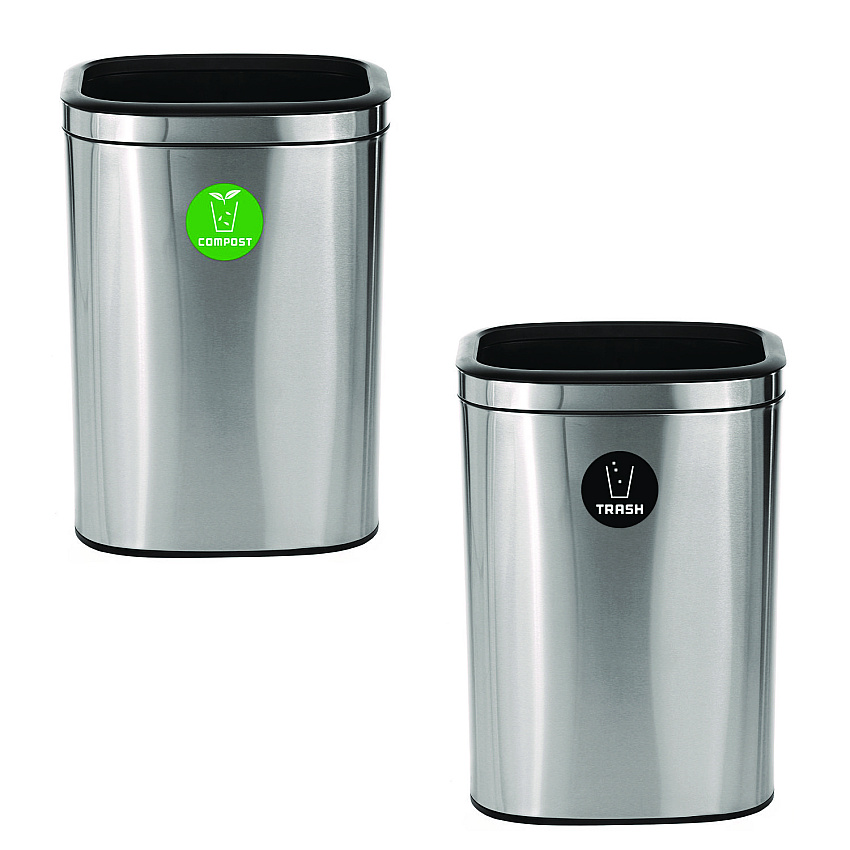 Alpine 10.5 Gallon Compost and Trash Station, Brushed Stainless Steel (ALHALP47040LCOT)