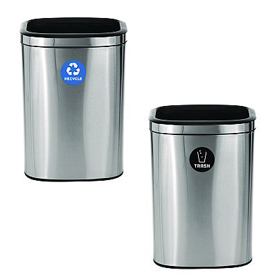 Alpine 10.5 Gallon Recycle and Trash Station, Brushed Stainless Steel (ALHALP47040LRT)