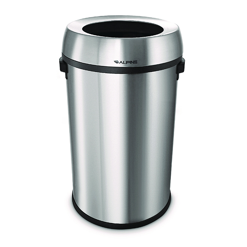 Alpine 17 Gallon Stainless Steel Heavy-Gauge Brushed Open Top Commercial Trash Can (ALHALP47065L)