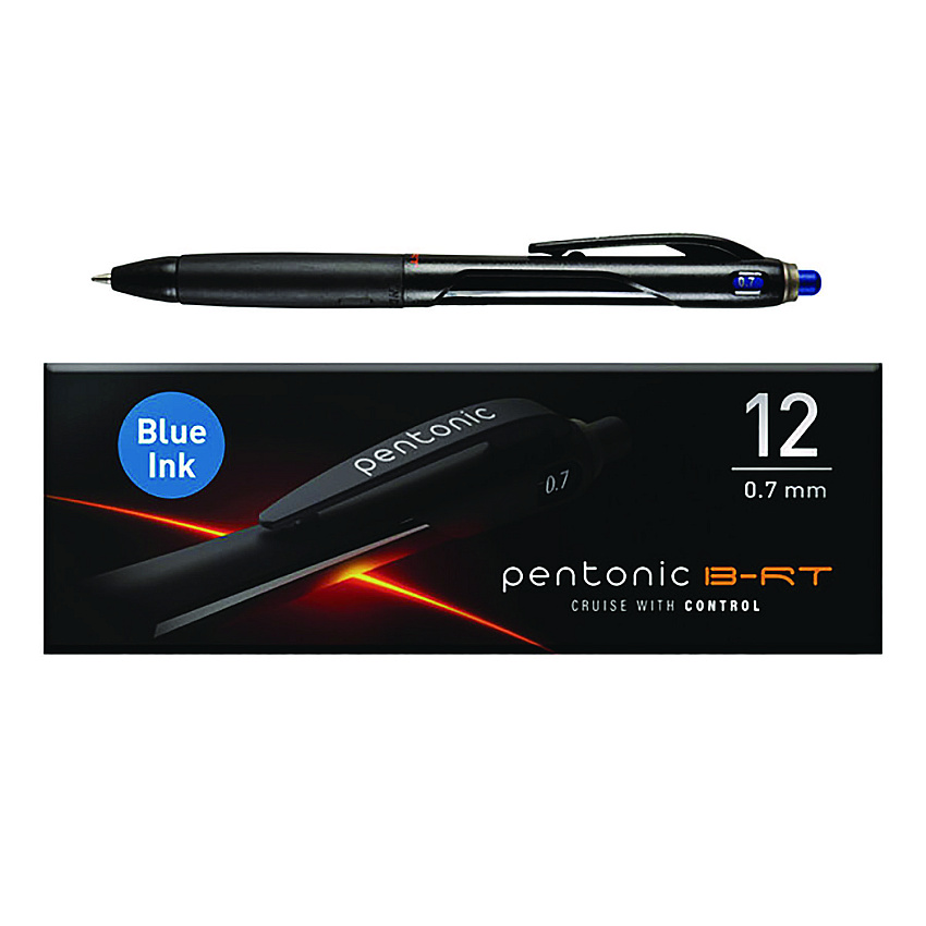 TOPS PENTONIC Retractable Ballpoint Pen, Fine 0.7 mm, Blue Ink, Blue Barrel, 12/Pack (PNT12123)